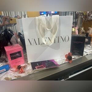 Valentino White Gift Set with Pink and Black Fragrance Boxes